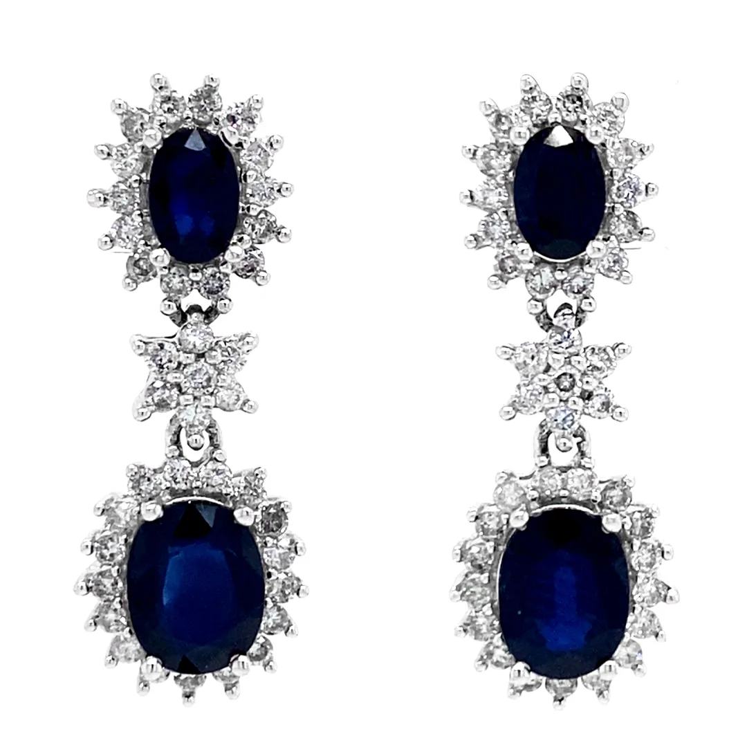 18K White Gold Sapphire Earrings