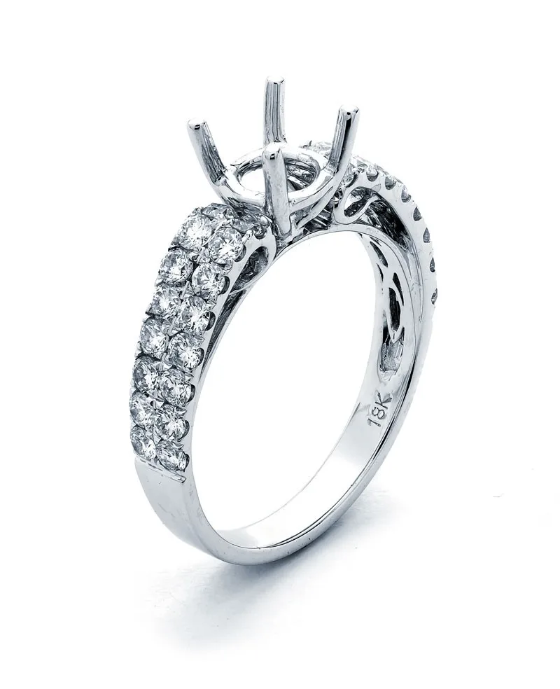 18K White Gold Semi Mount Ring