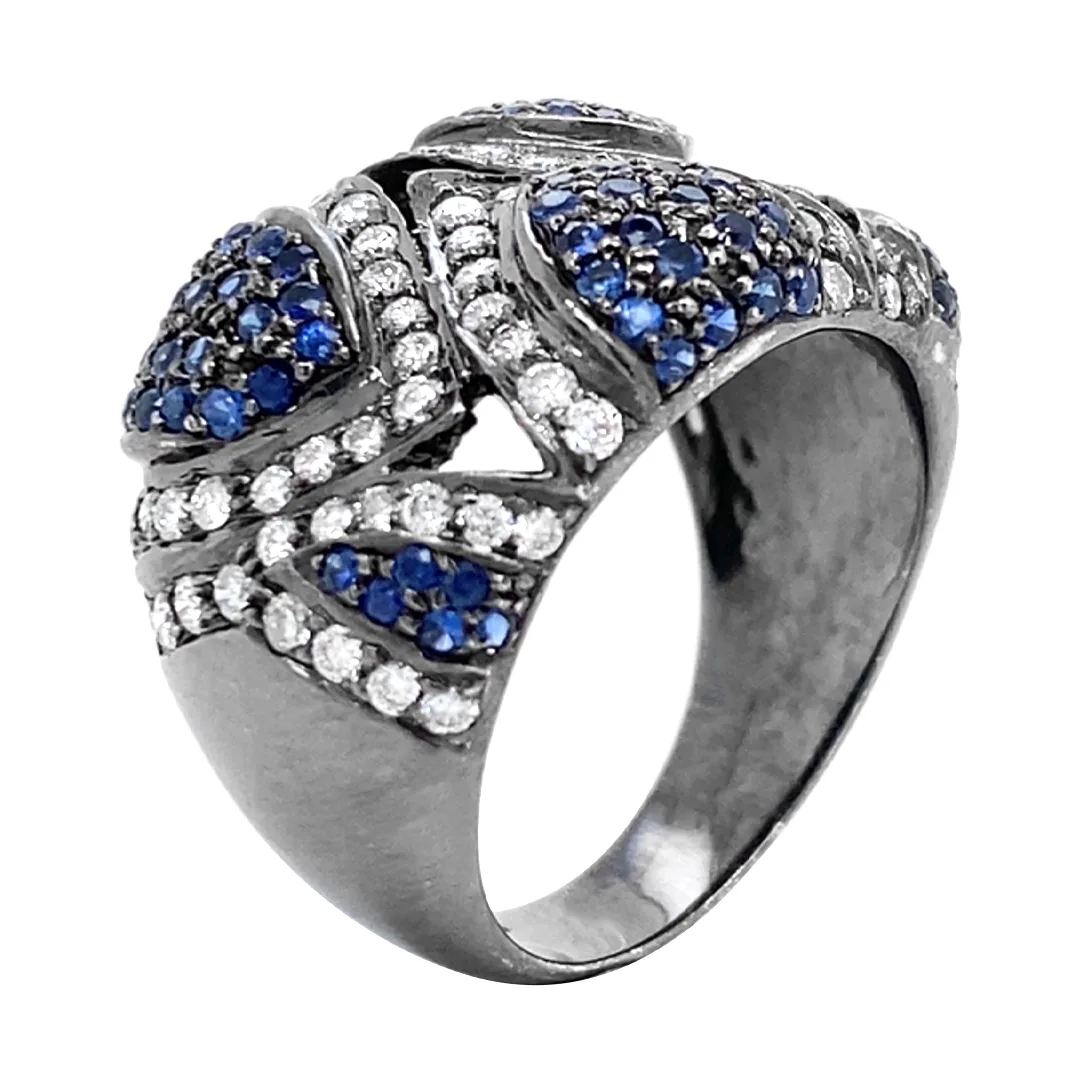 18K Black Rhodium Sapphire Band