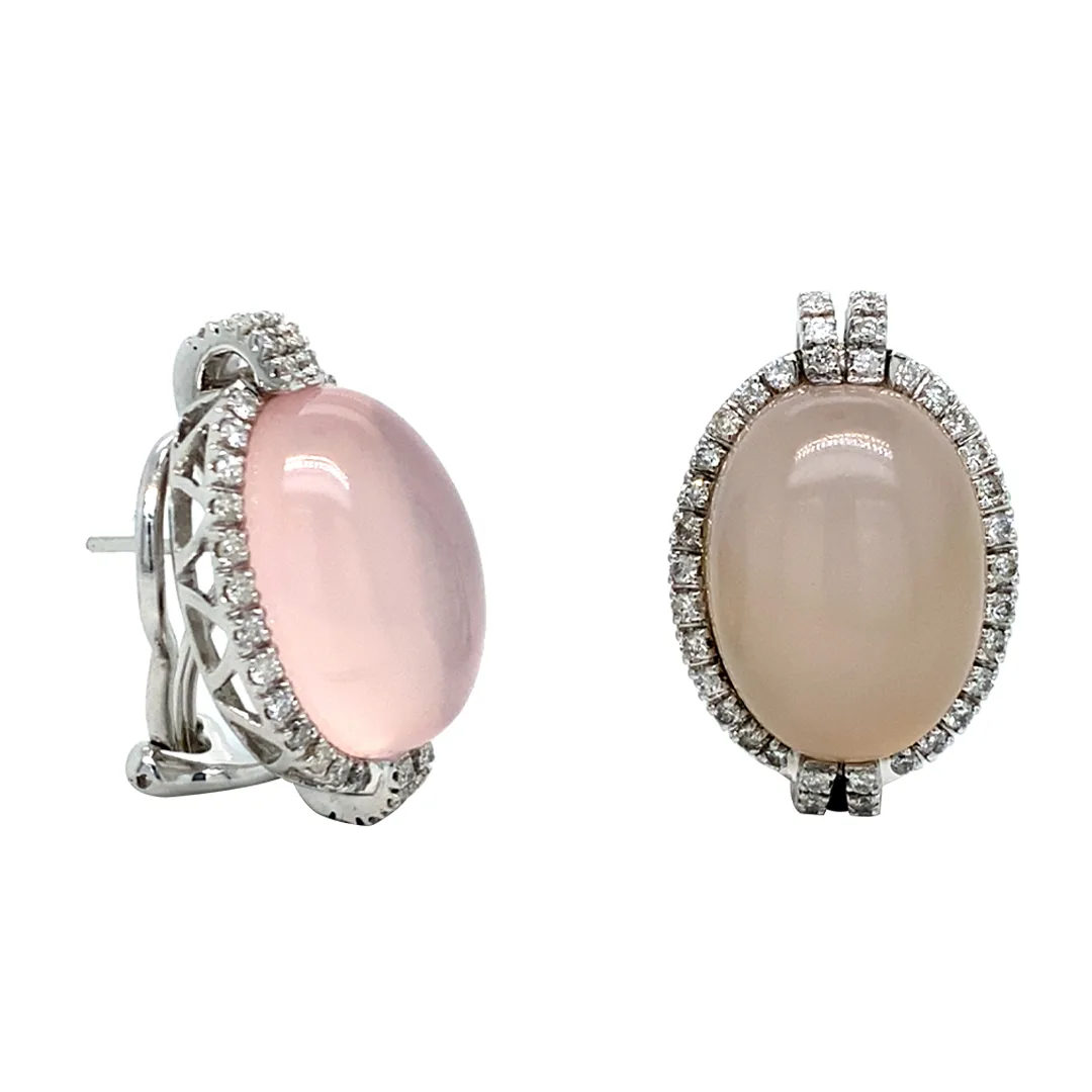 18K White Gold Pink Quartz Earrings