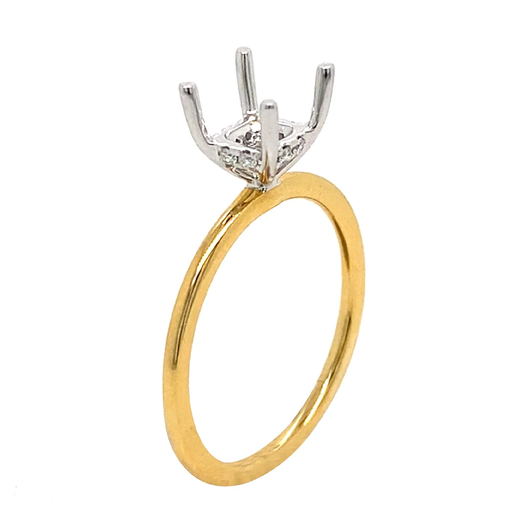 18K Two-Tone Gold Semi Mount Ring