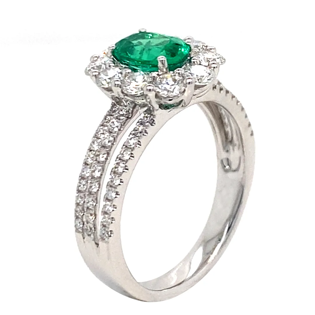 18K White Gold Emerald Ring