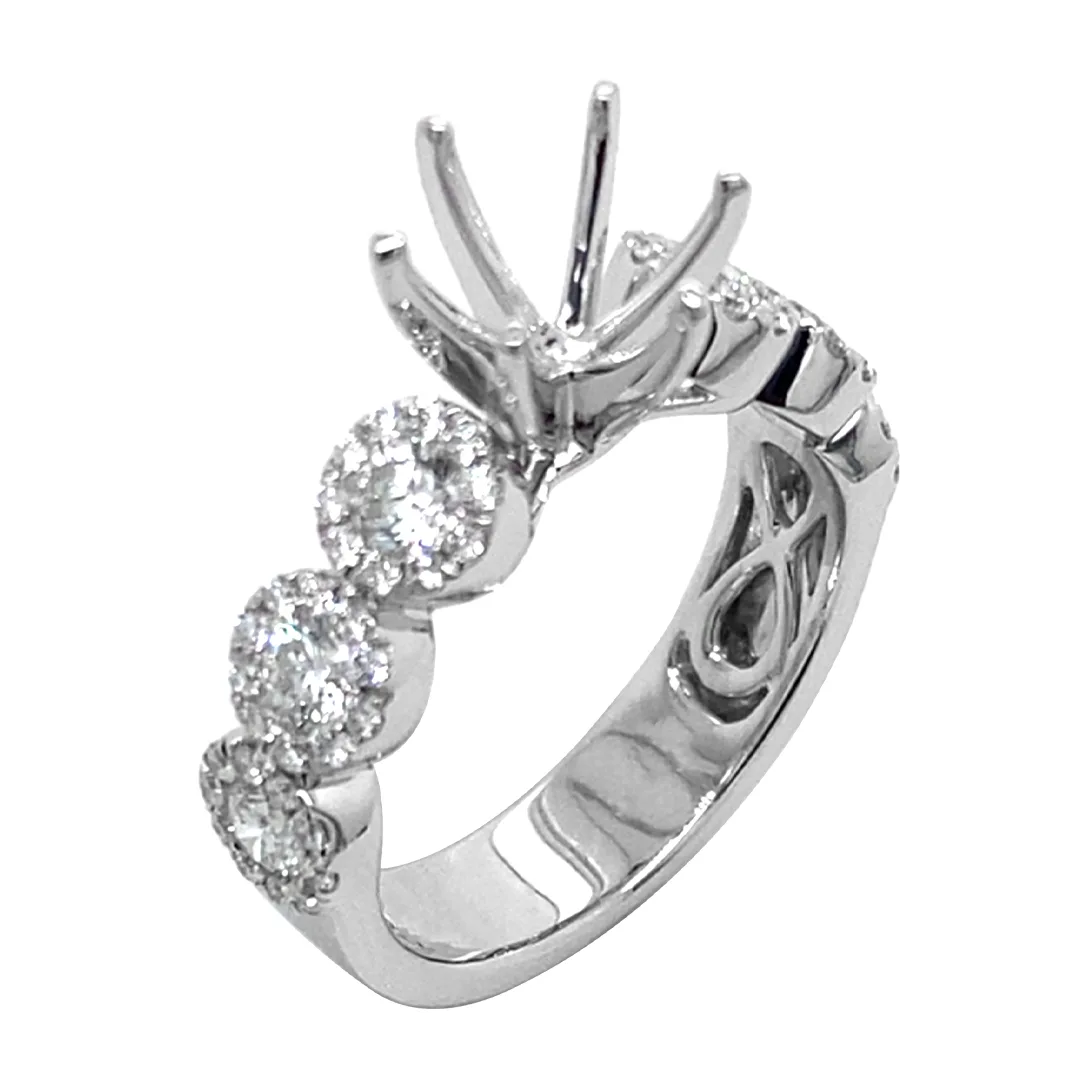 18K White Gold Semi Mount Ring
