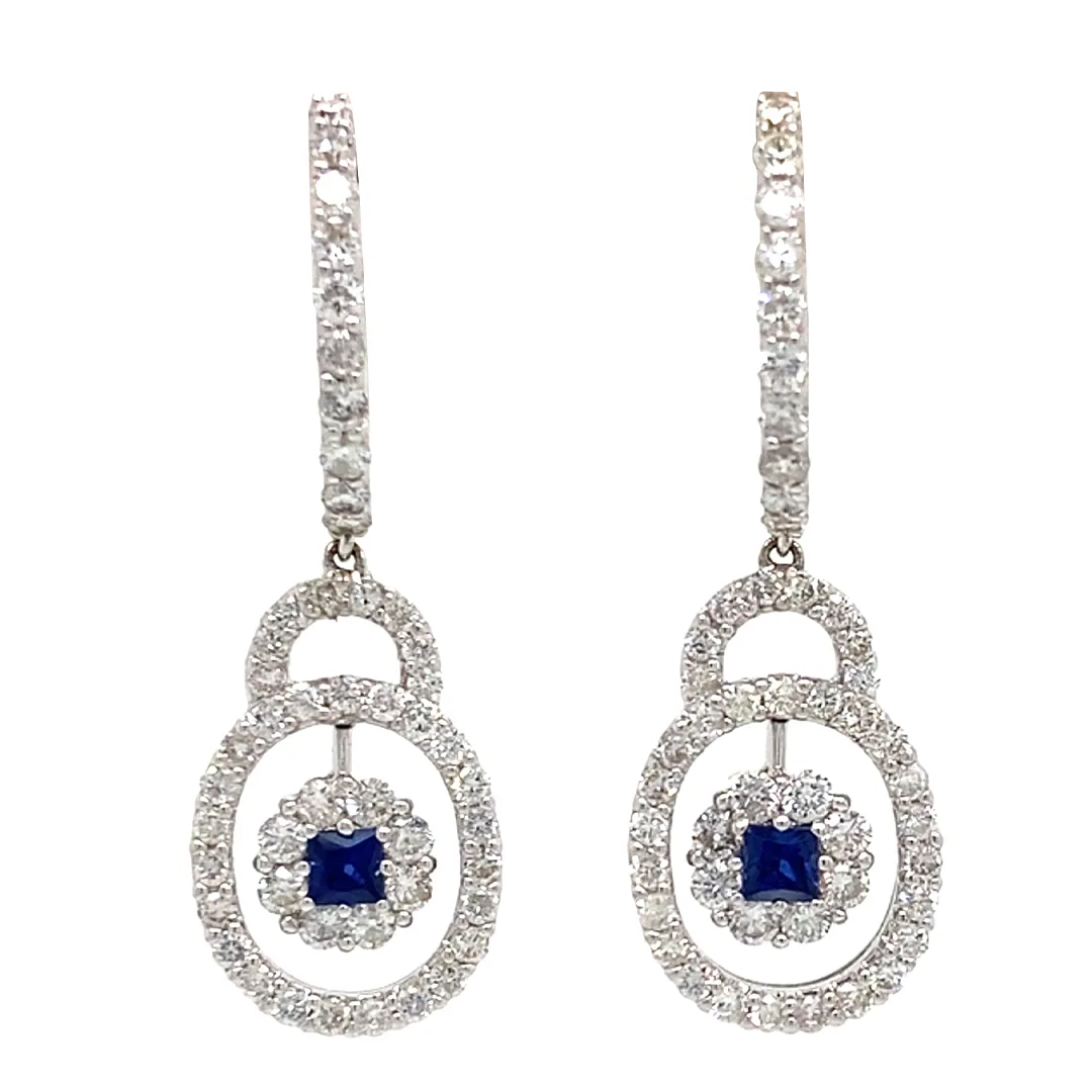 18K White Gold Sapphire Earrings