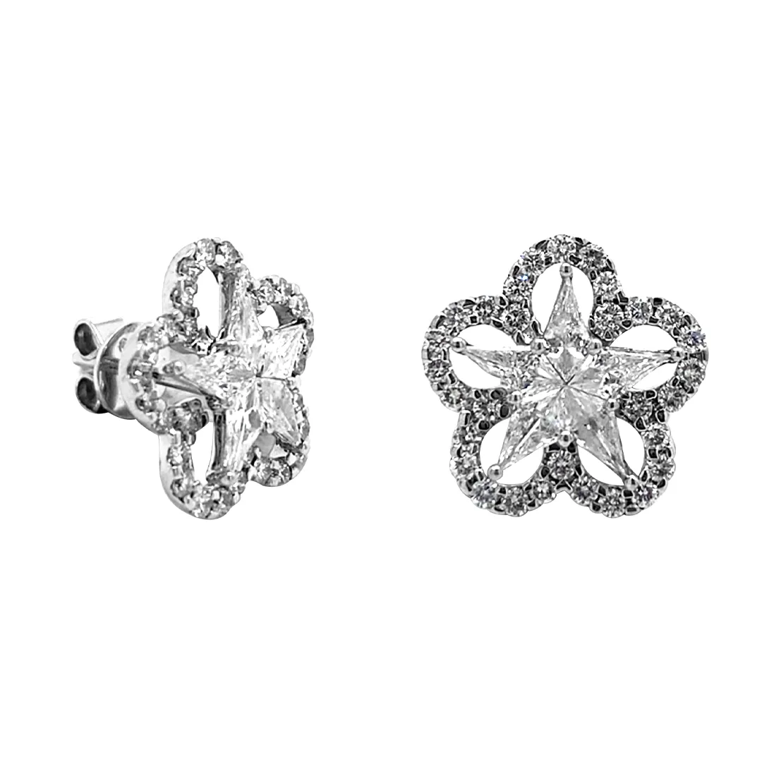 18K White Gold Diamond Earrings