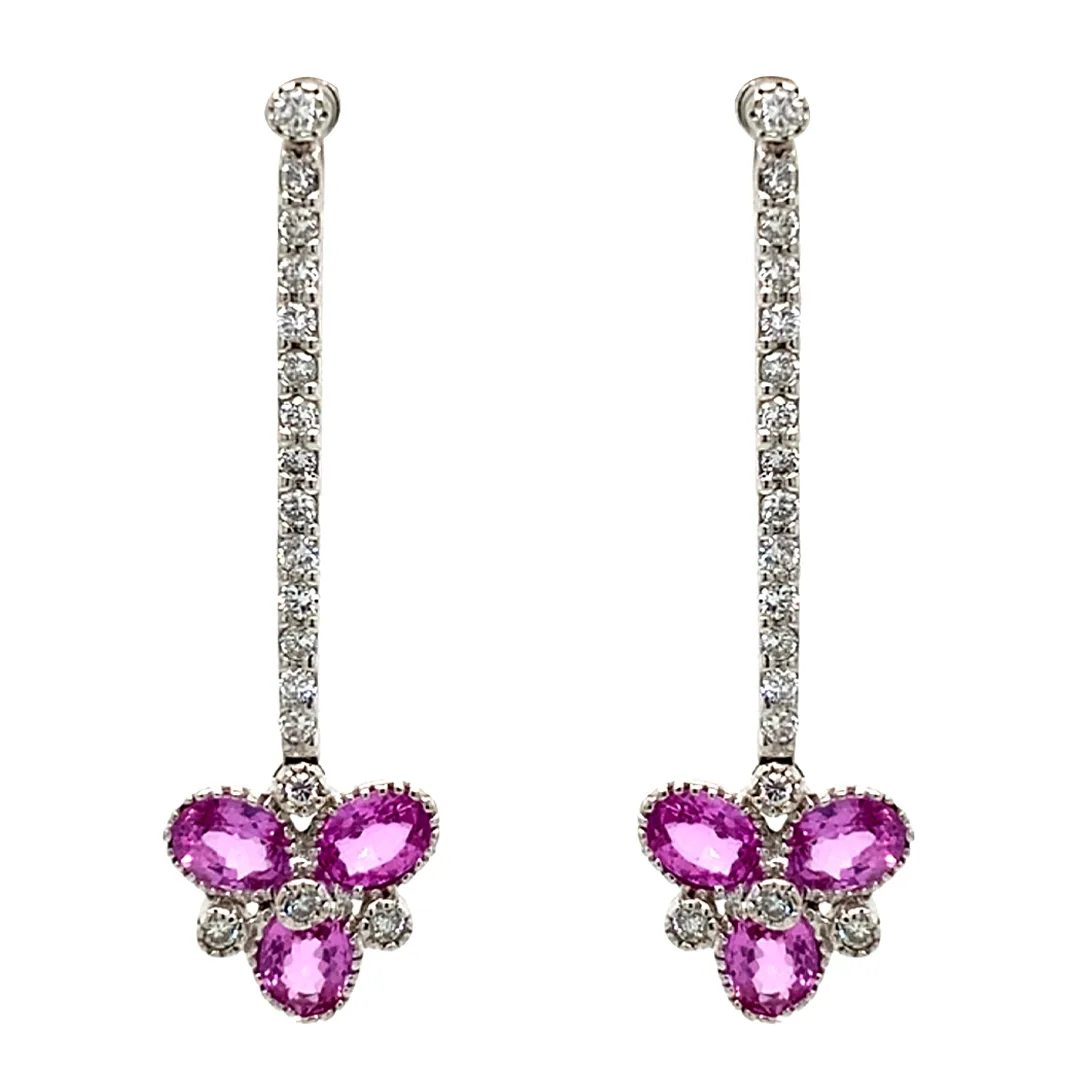 18K White Gold Pink Sapphire Earrings
