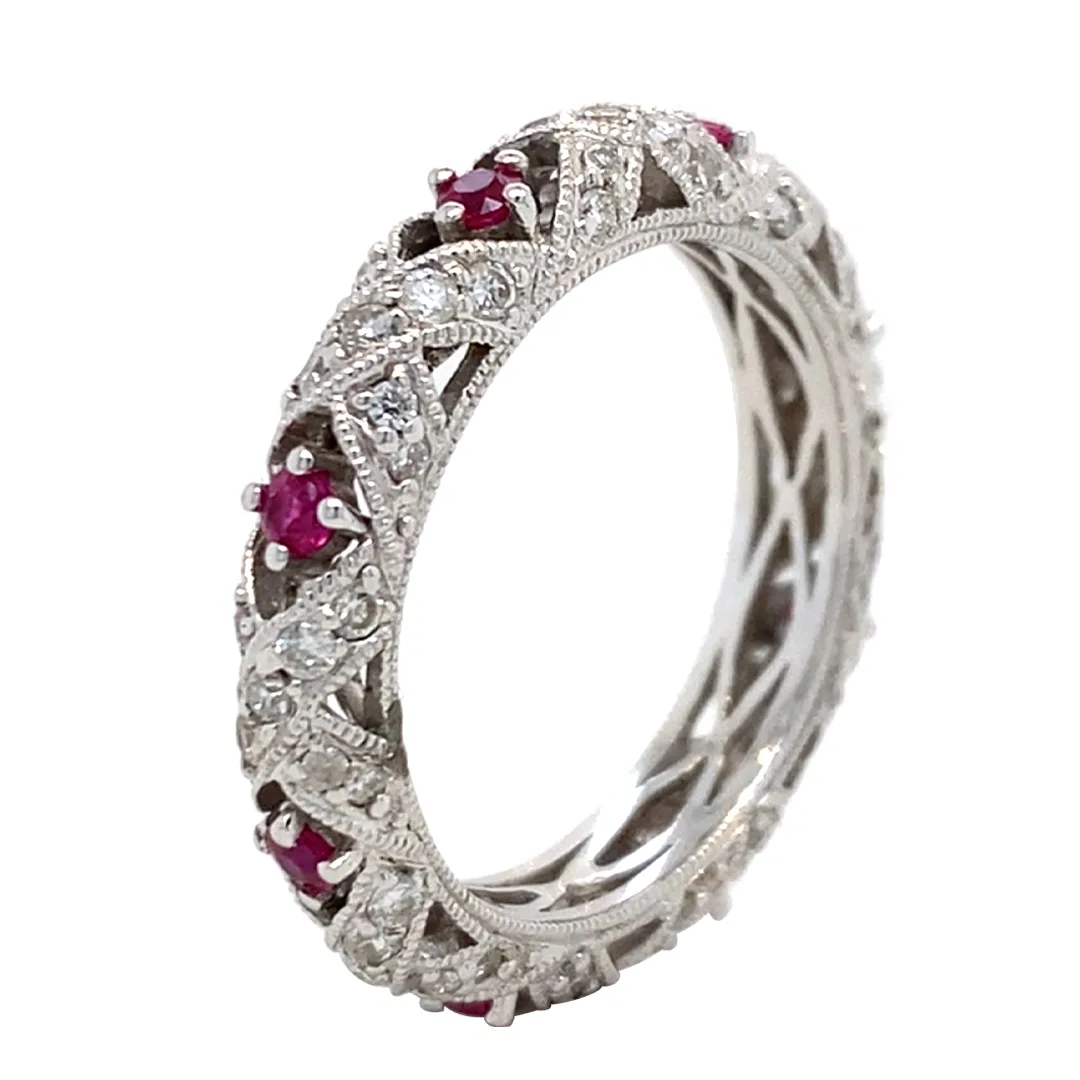 18K White Gold Ruby Band