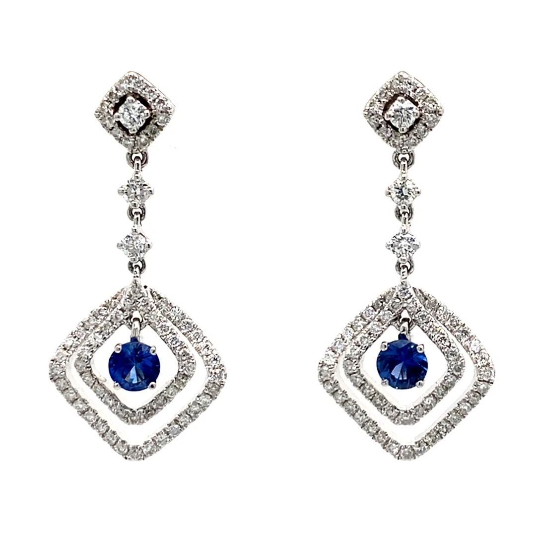 18K White Gold Sapphire Earrings