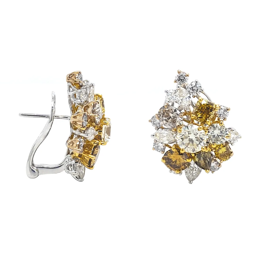 18K Tri-Color Gold Fancy Diamond Earrings
