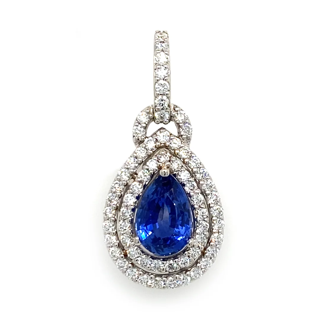 18K White Gold Sapphire Pendant