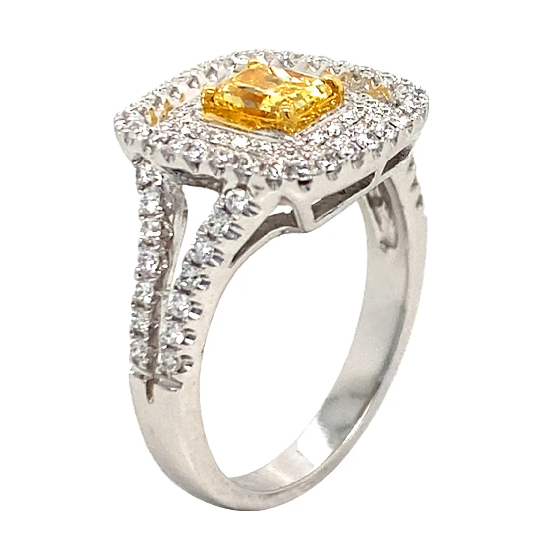 18K Two-Tone Gold Yellow Diamond Ring