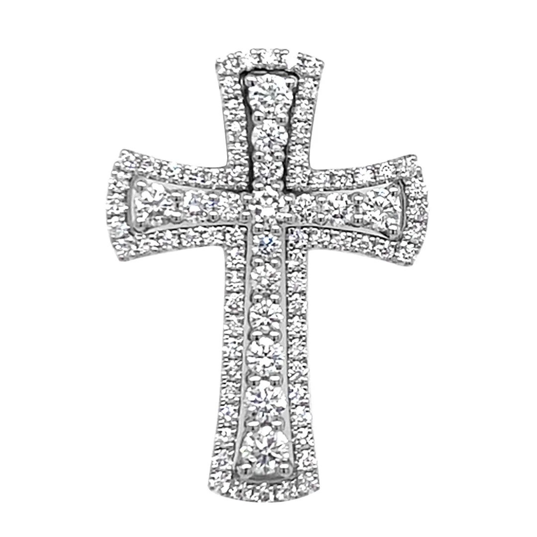 18K White Gold Diamond Cross Pendant