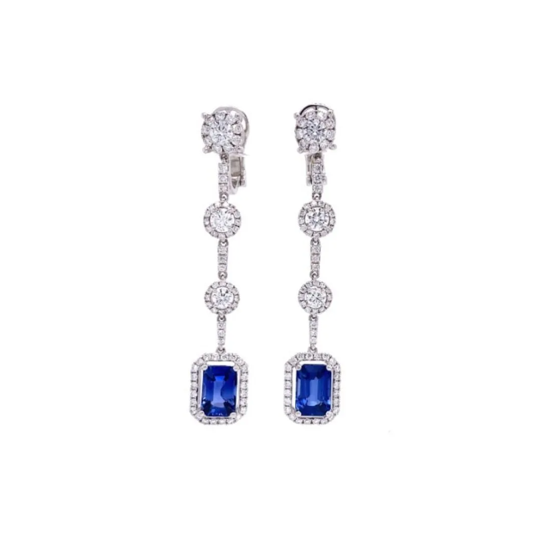 18K White Gold Sapphire Earrings