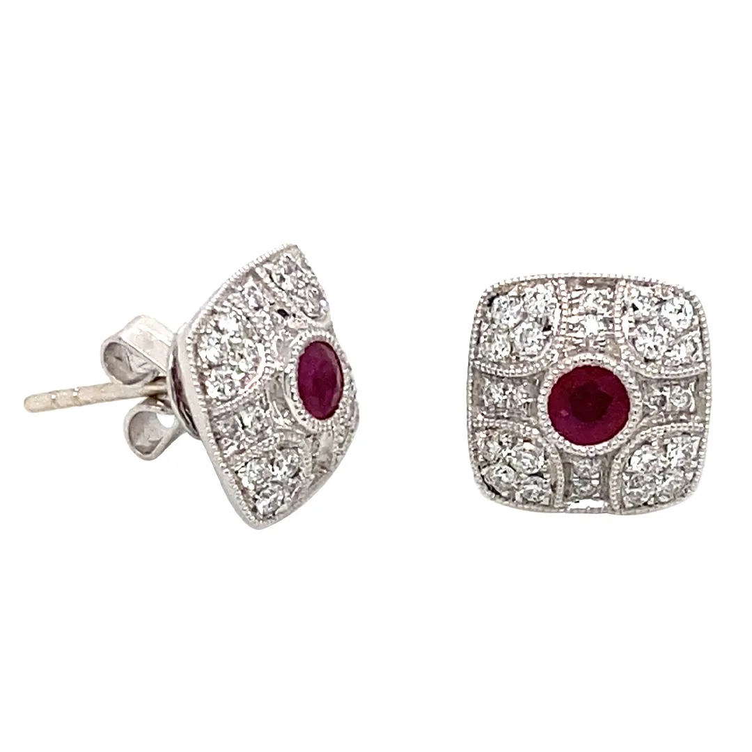 18K White Gold Ruby Earrings