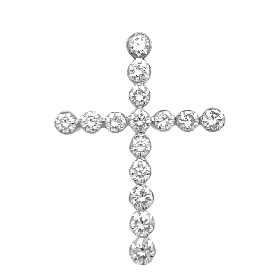 18K White Gold Diamond Cross Pendant