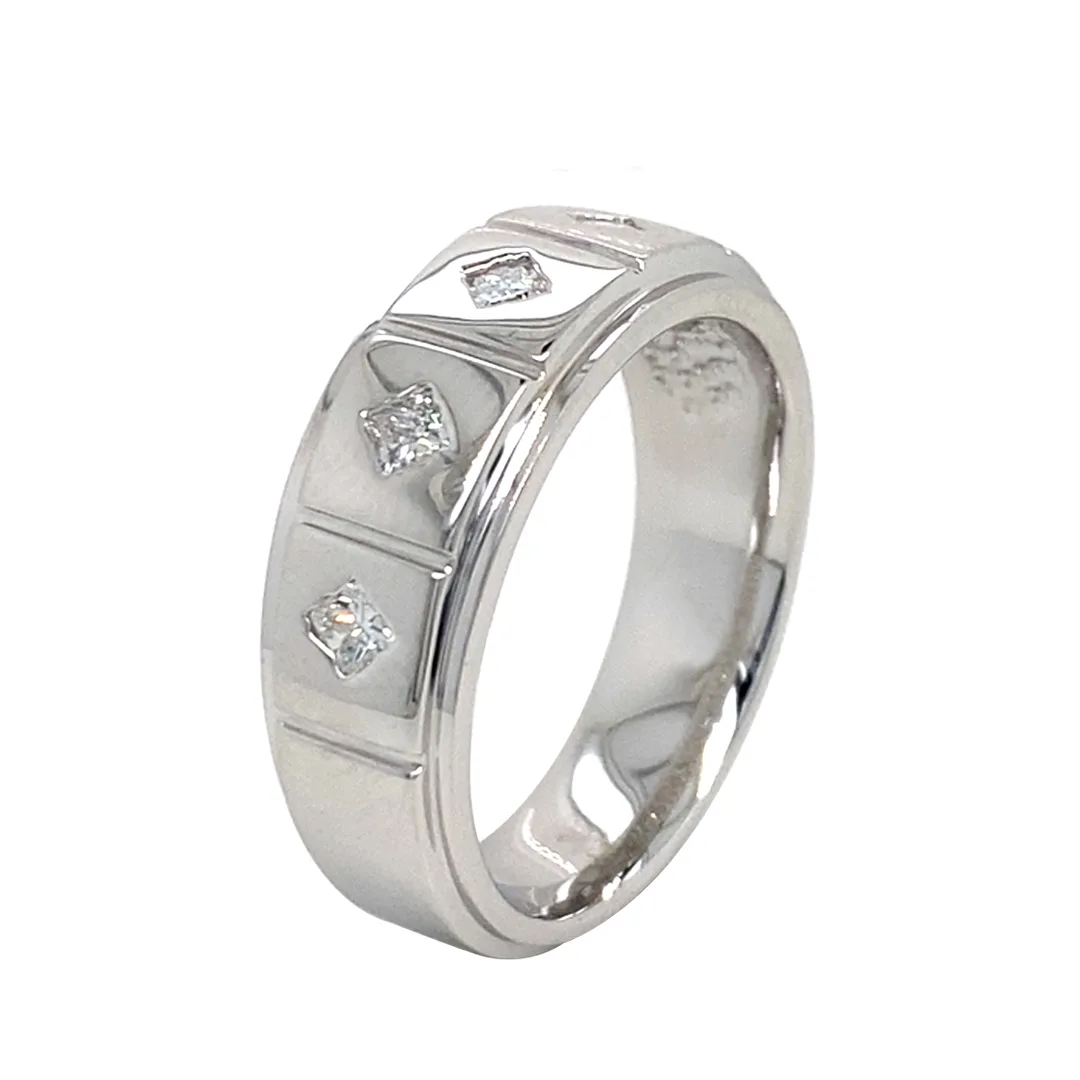 14K White Gold Diamond Men’s Band