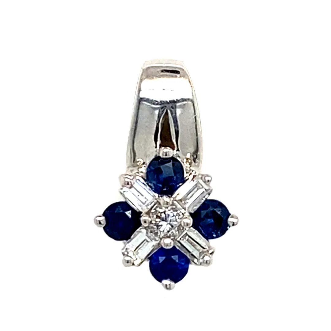 14K White Gold Sapphire Pendant