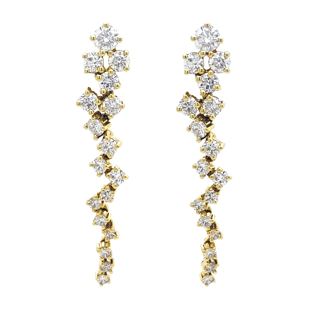 18K Yellow Gold Diamond Earrings