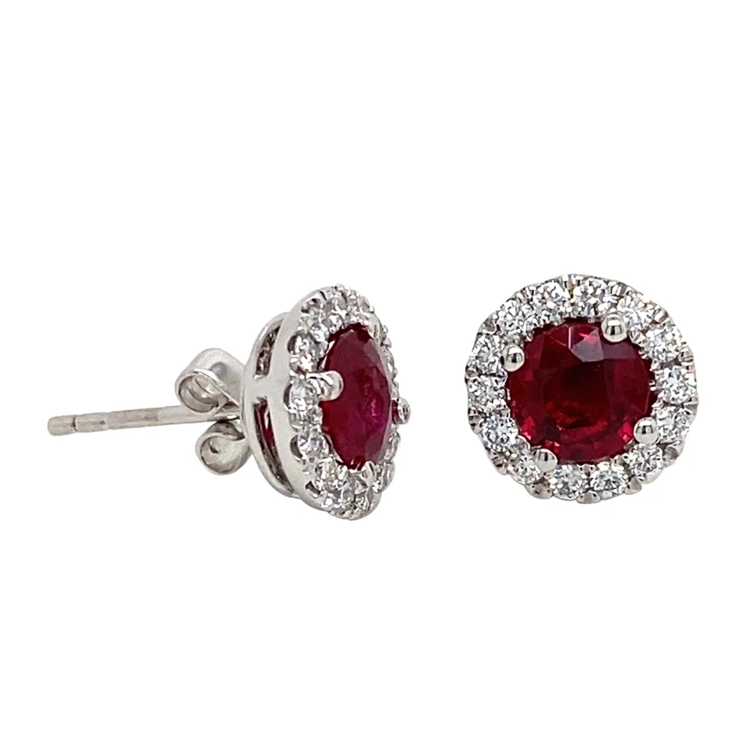 18K White Gold Ruby Earrings