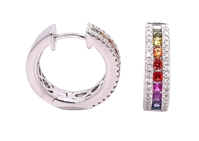 18K White Gold Fancy Sapphire Earrings