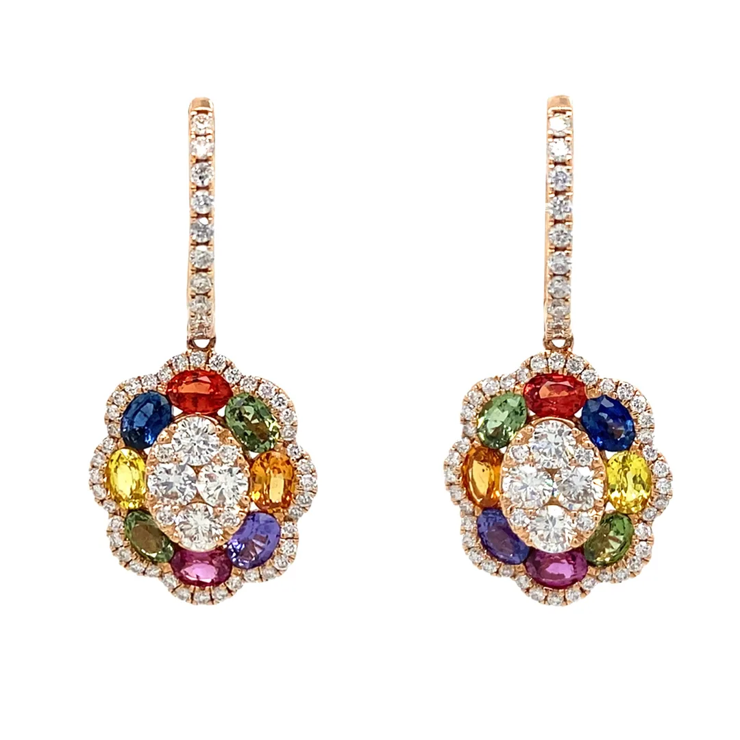 18K Rose Gold Fancy Sapphire Earrings