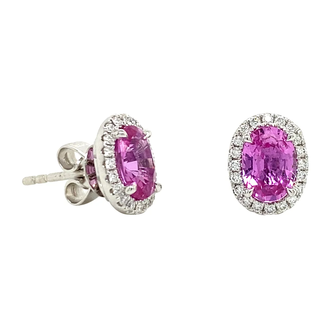 18K White Gold Pink Sapphire Earrings