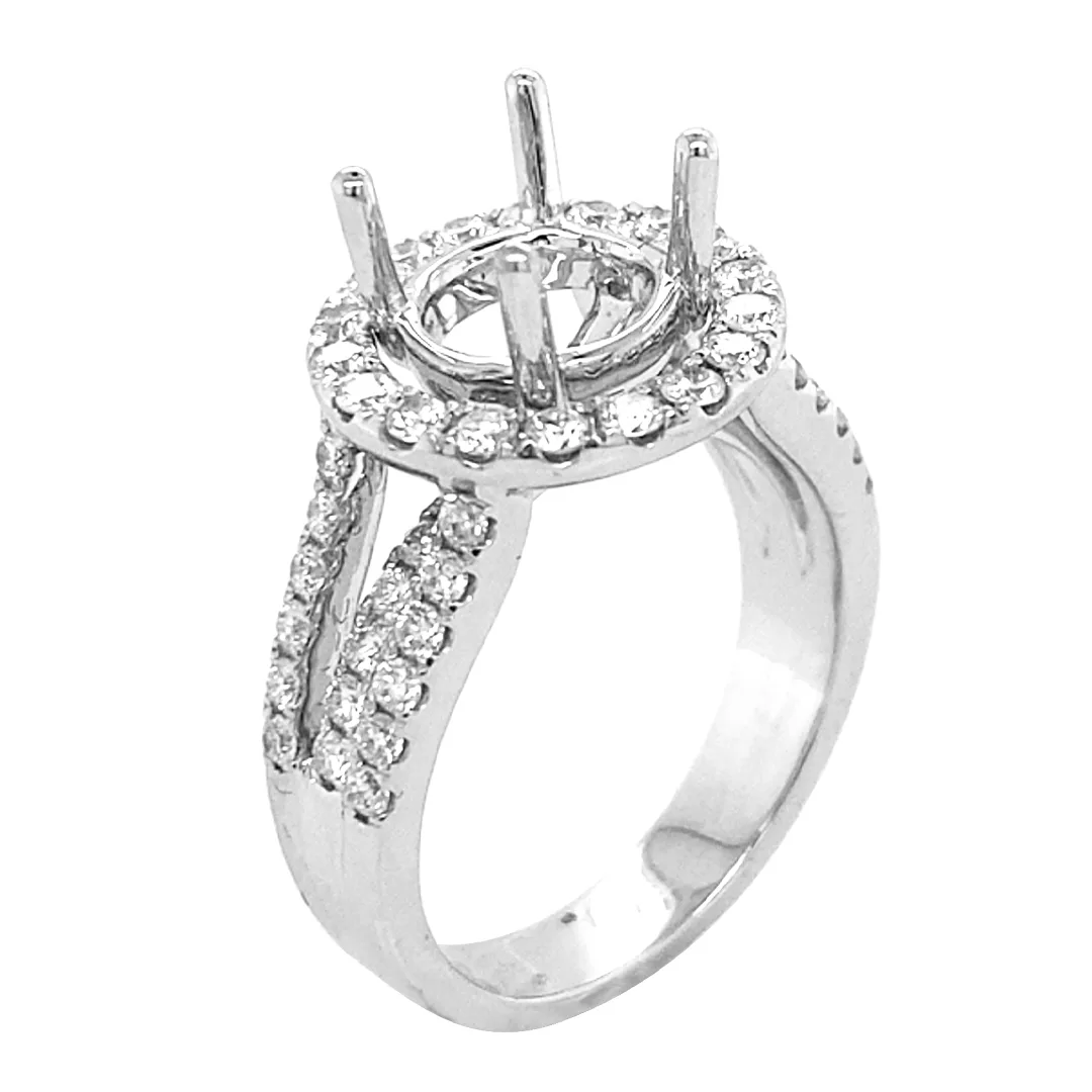 18K White Gold Semi Mount Ring