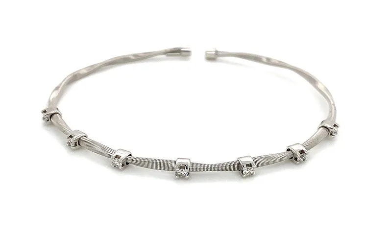 14K White Gold Diamond Bangle