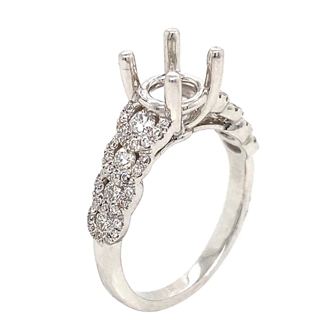 18K White Gold Diamond Semi Mount Ring