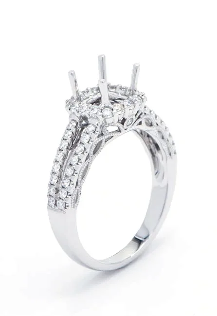 18K White Gold Semi Mount Ring