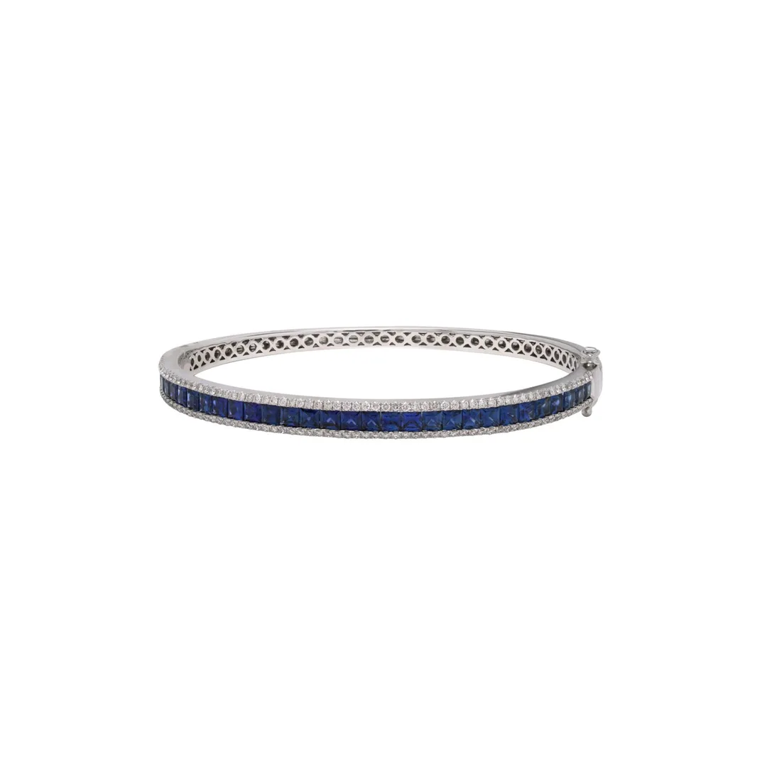 18K White Gold Sapphire Bangle