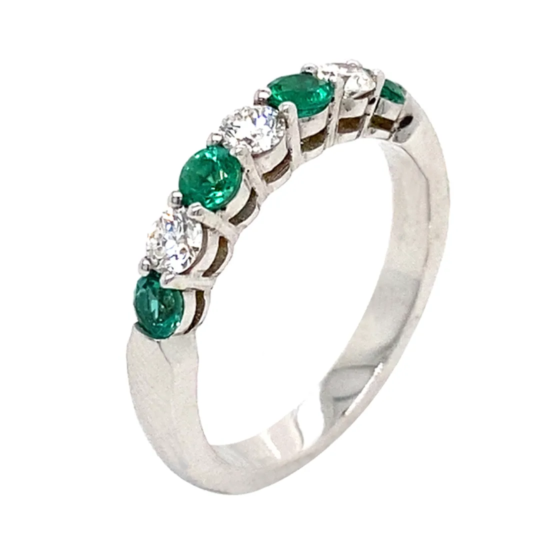 18K White Gold Emerald Band