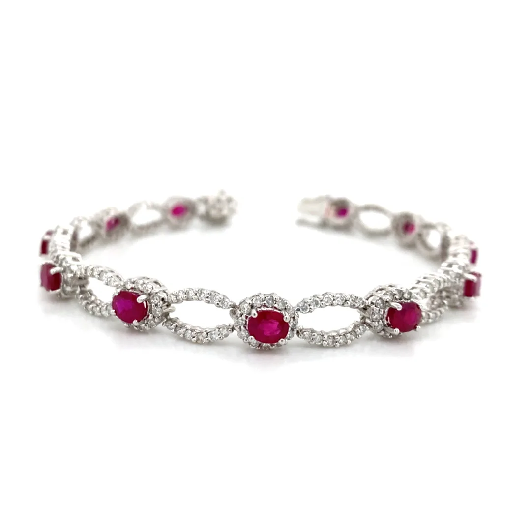 18K White Gold Ruby Bracelet