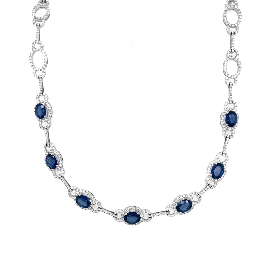 18K White Gold Sapphire Necklace