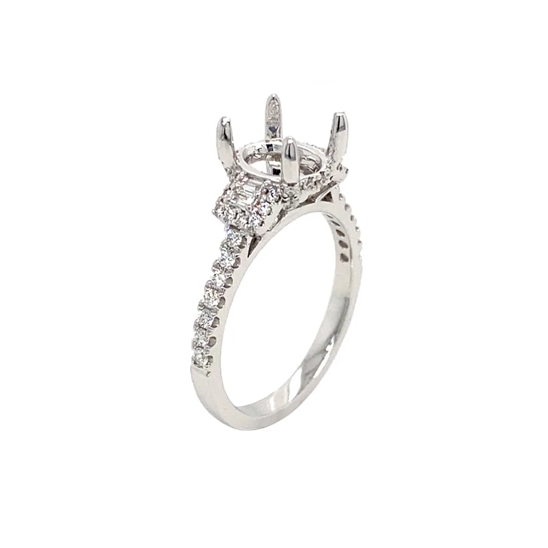 18K White Gold Semi Mount Ring