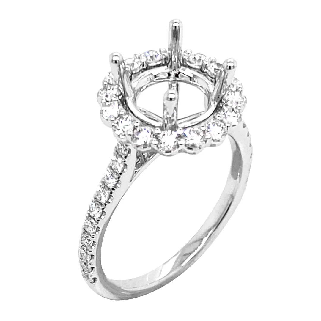 18K White Gold Semi Mount Ring