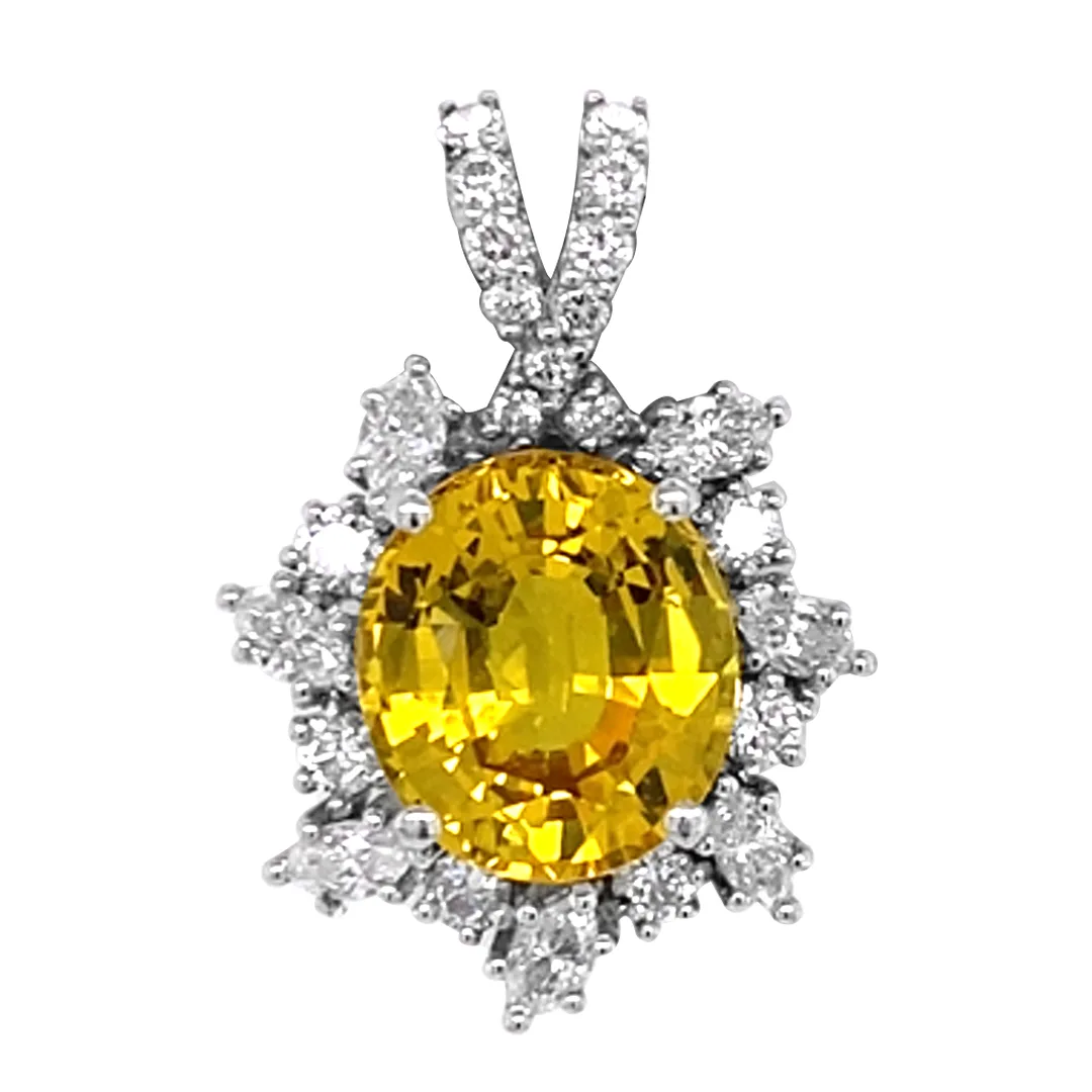 18K White Gold Yellow Sapphire Pendant