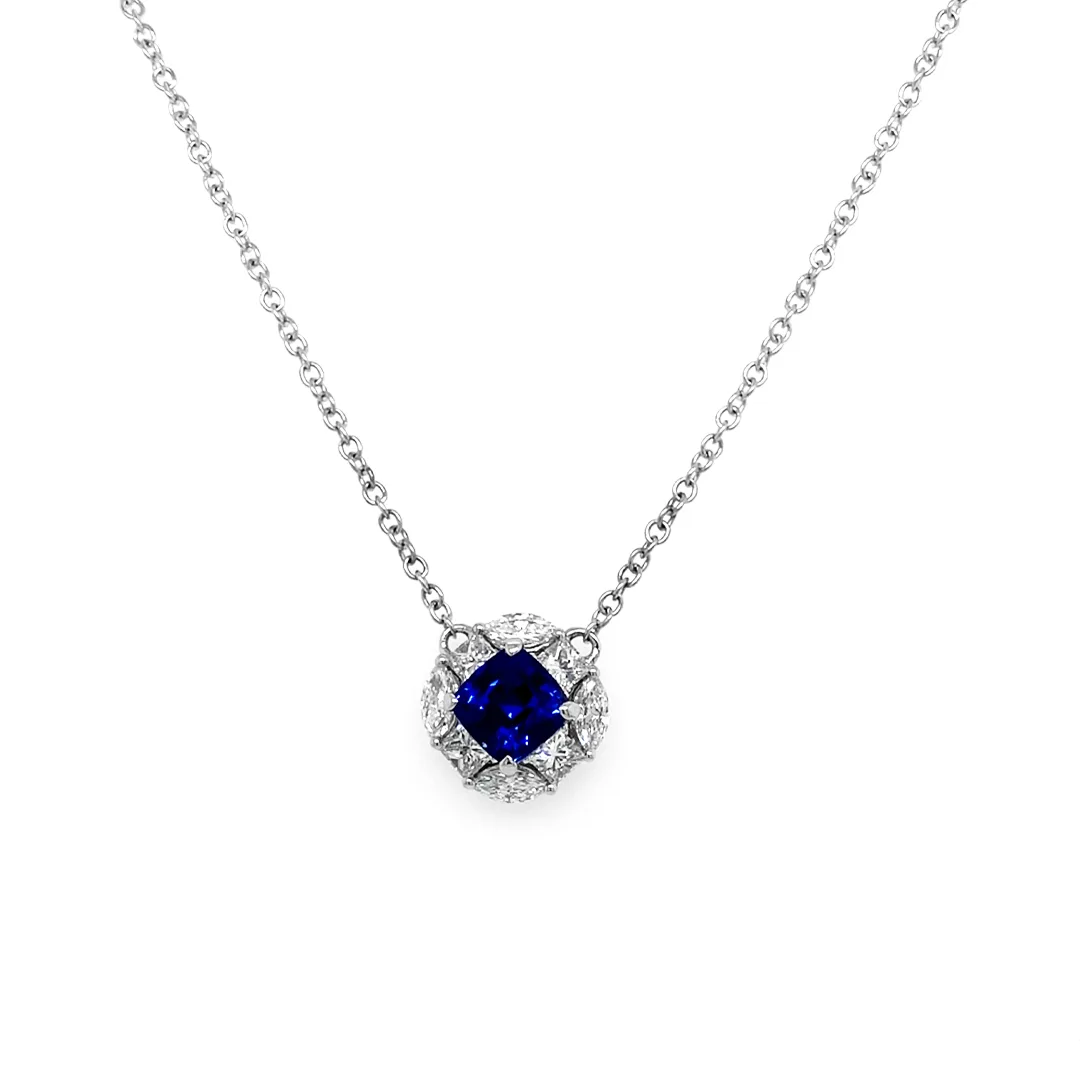 18K White Gold Sapphire Necklace