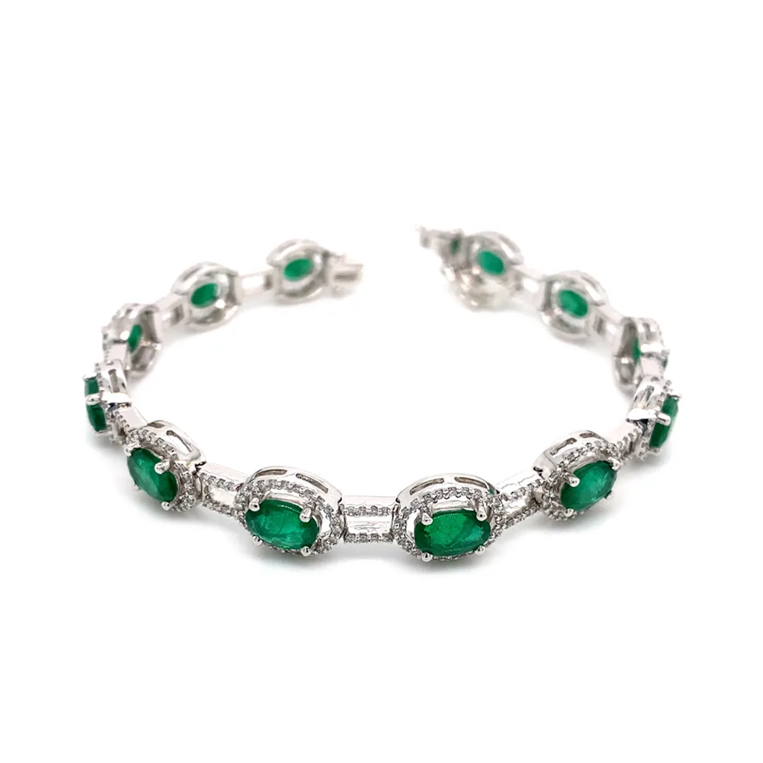 18K White Gold Emerald Bracelet