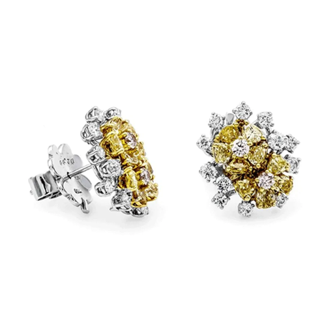 18K Two-Tone Gold Fancy Diamond Earrings