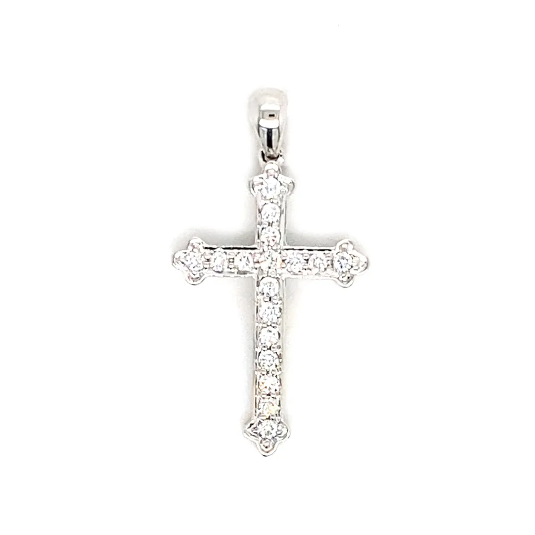 18K White Gold Diamond Cross Pendant