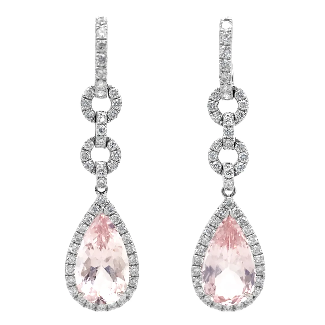 18K White Gold Morganite Earrings