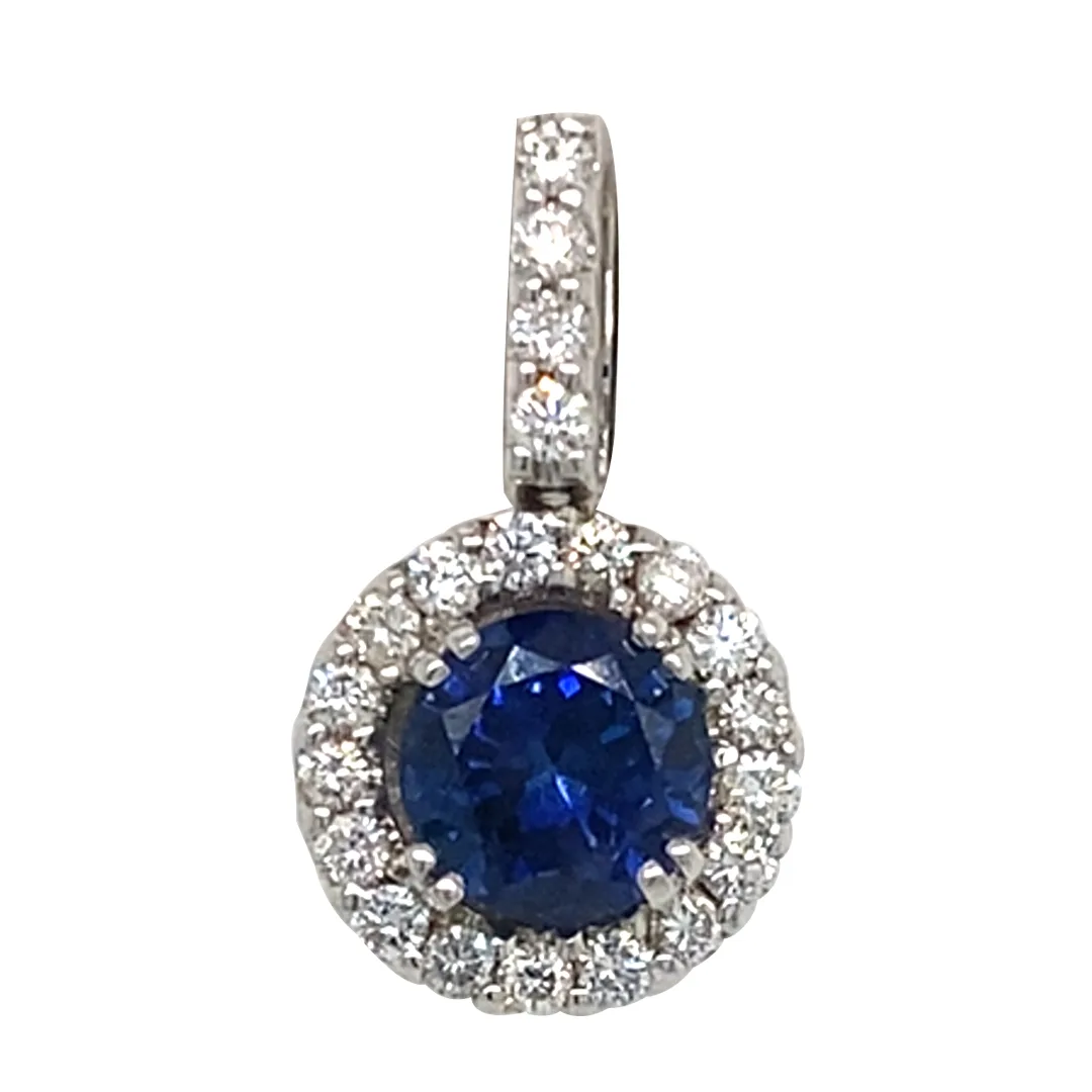 18K White Gold Sapphire Pendant