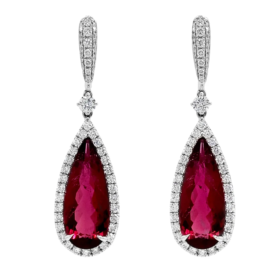 18K White Gold Rubelite Earrings