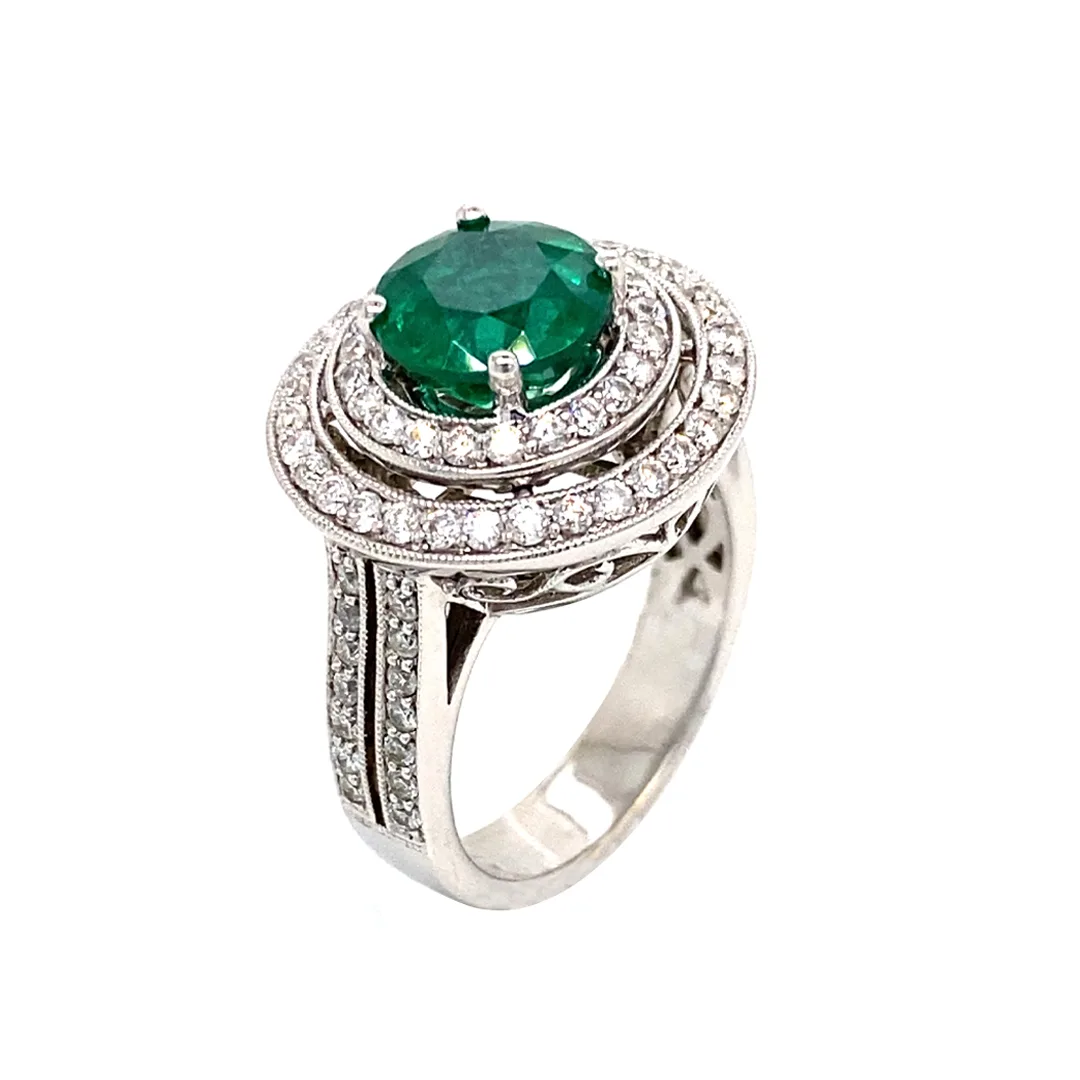 18K White Gold Emerald Ring