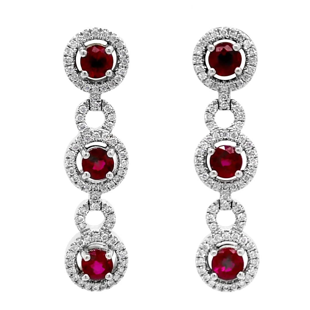 18K White Gold Ruby Earrings