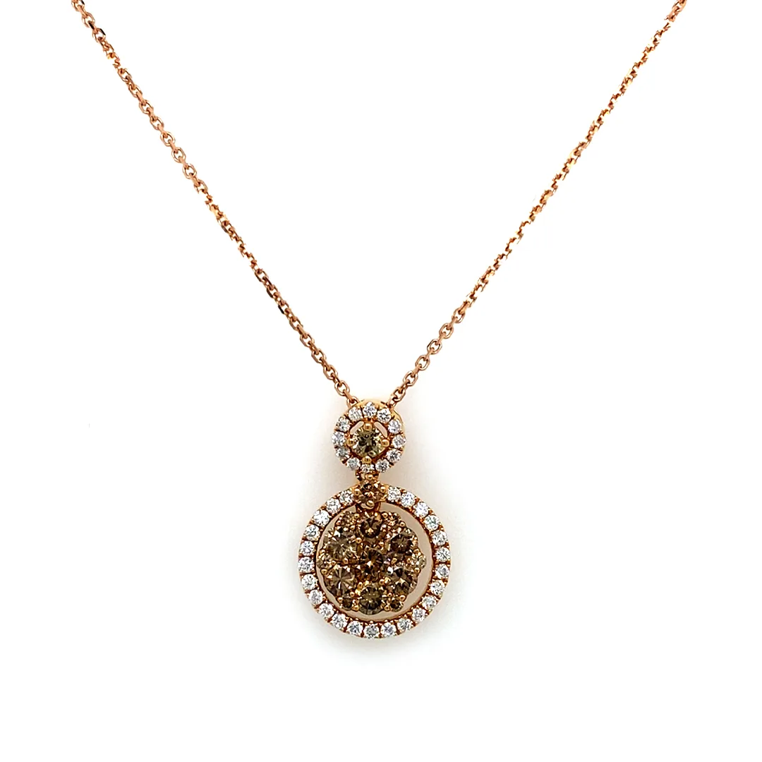 18K Rose Gold Brown Diamond Necklace
