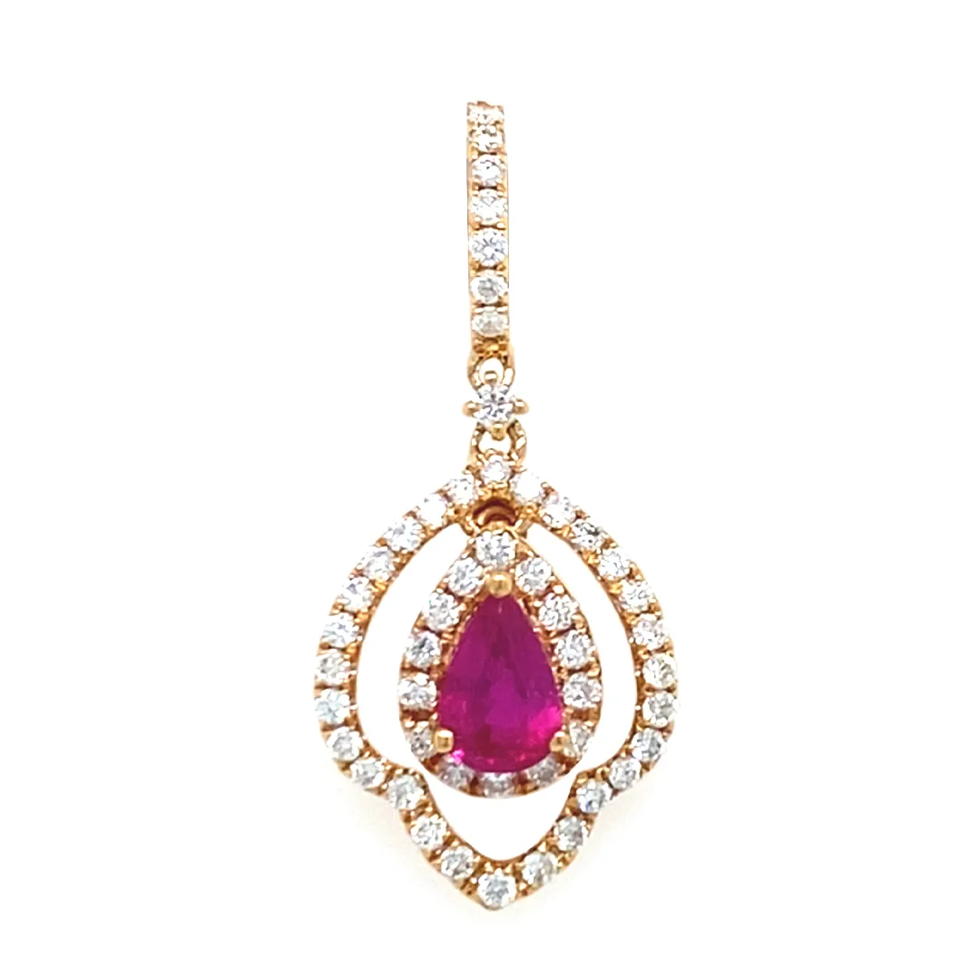 18K Rose Gold Ruby Pendant