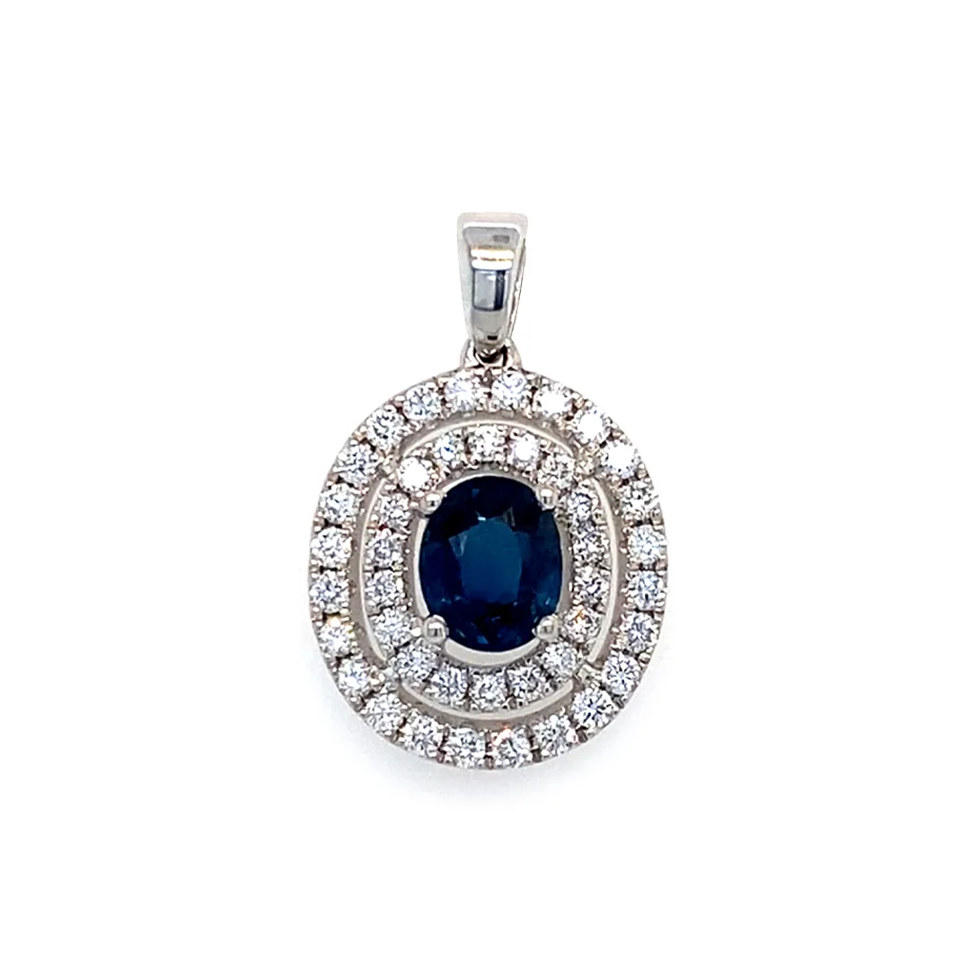 18K White Gold Sapphire Pendant