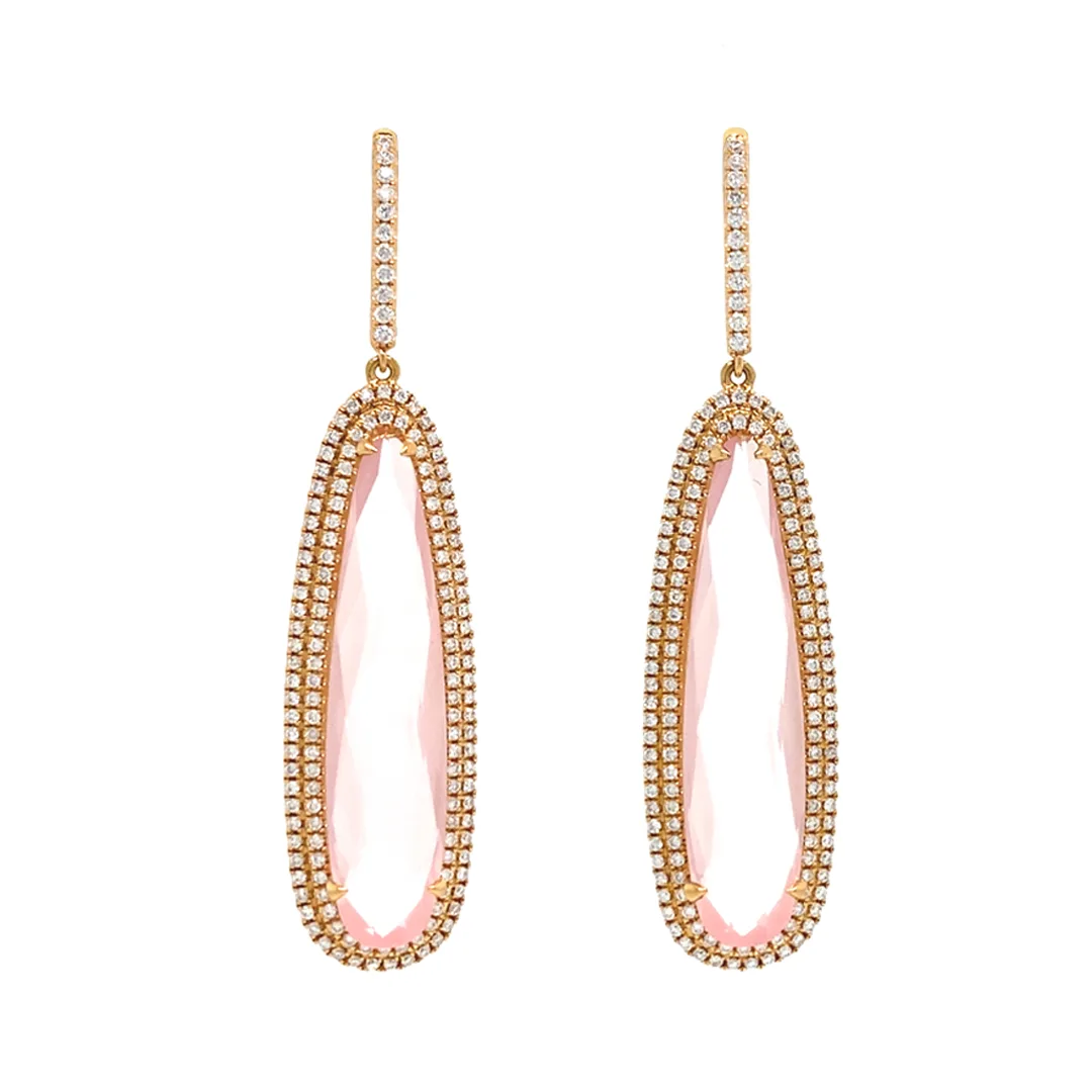 18K White Rose Gold Rose Quartz Earrings